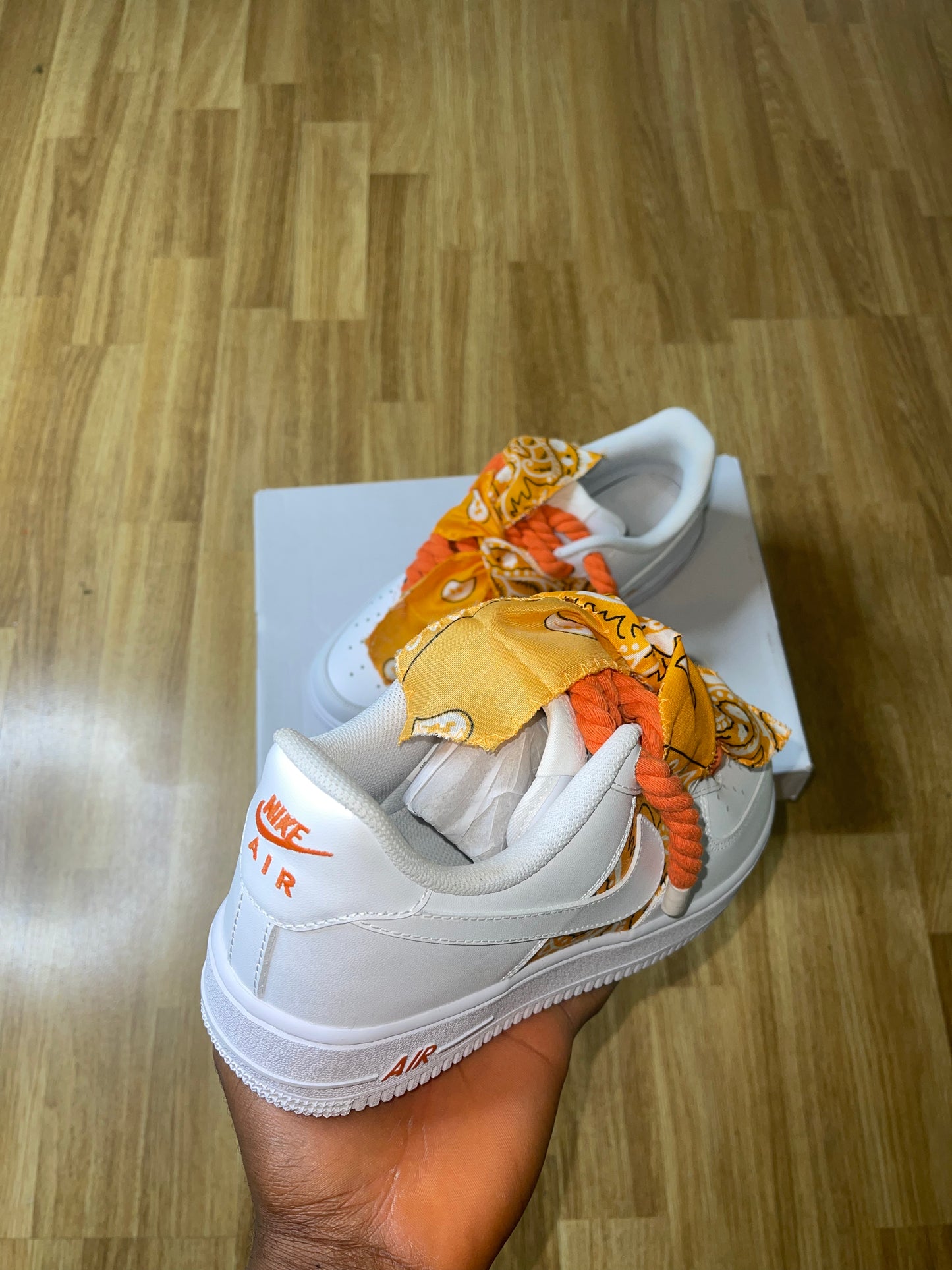 Bandana X Orange rope lace AF1 - Ropekickz