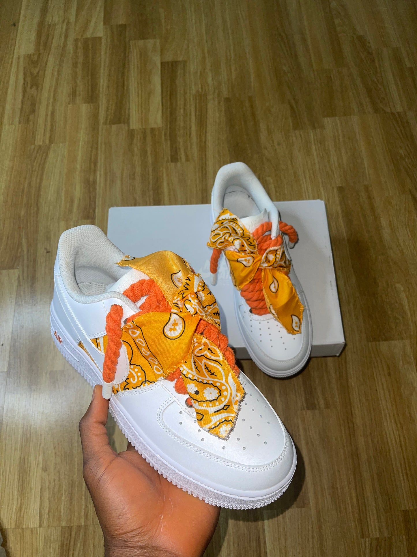 Bow tie bandana X Orange rope lace AF1 - Ropekickz