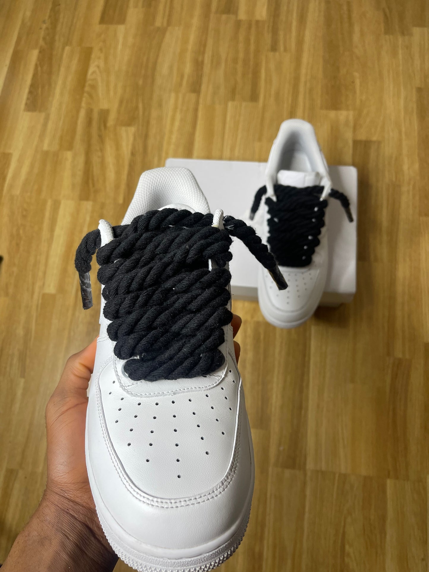 Chunky black rope air force 1, front view