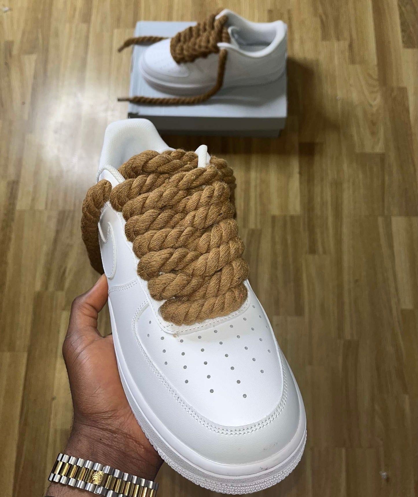 Brown thick rope lace AF1 - Ropekickz