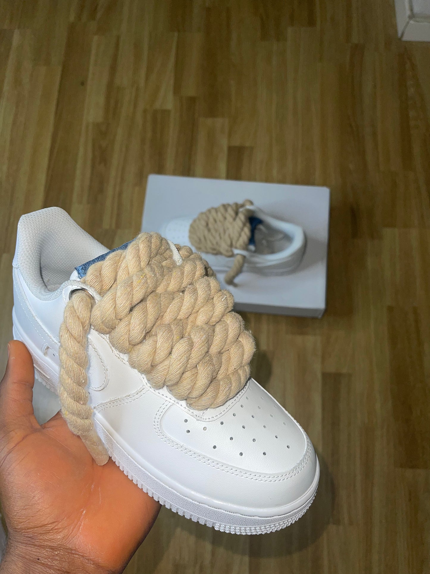 Denim X Tan nike rope lace AF1 - Ropekickz