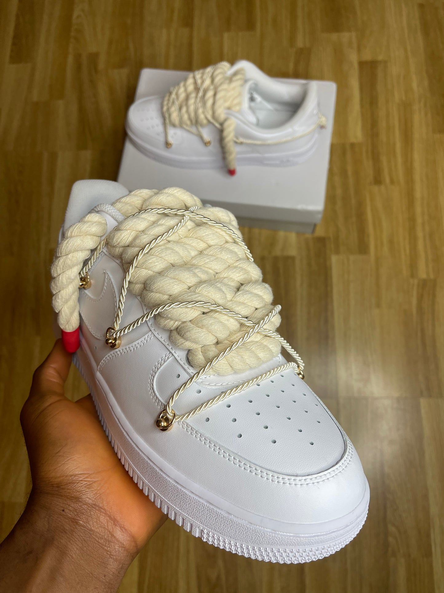 Biege nike rope double lace Airforce 1 - Ropekickz