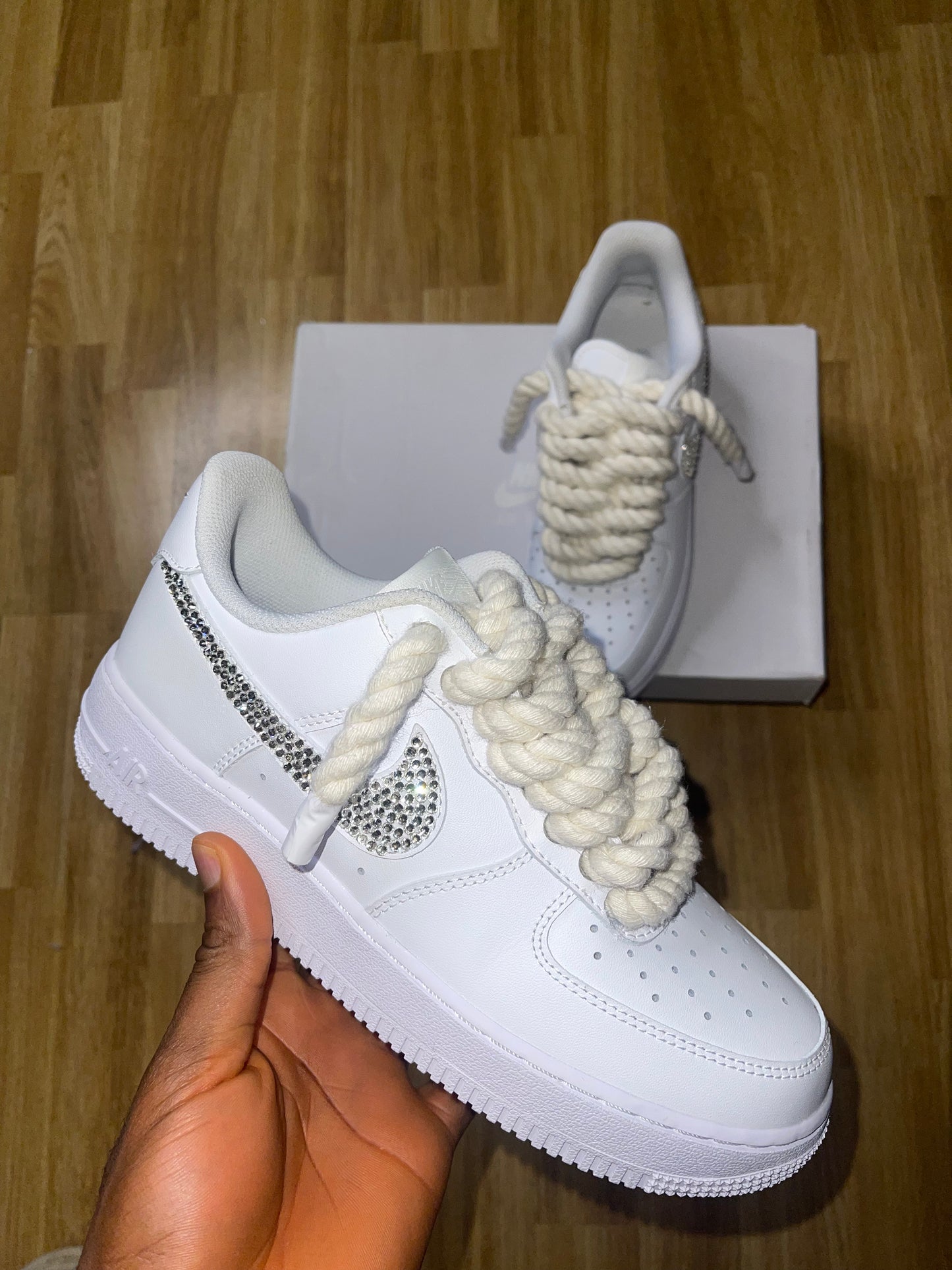 Beige rope lace x Rhine stone AF1