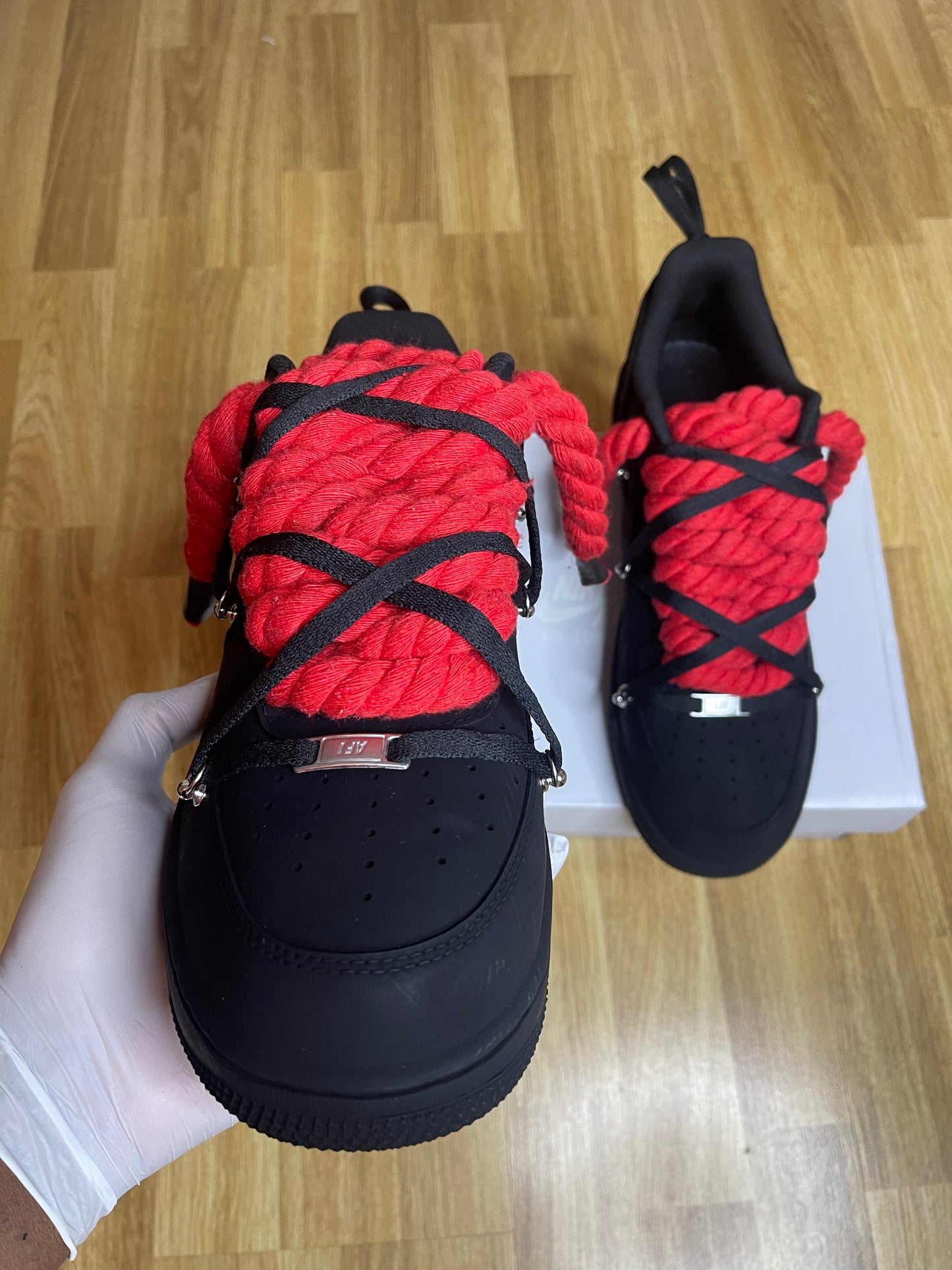 Vanta black double lace Black/red AF1