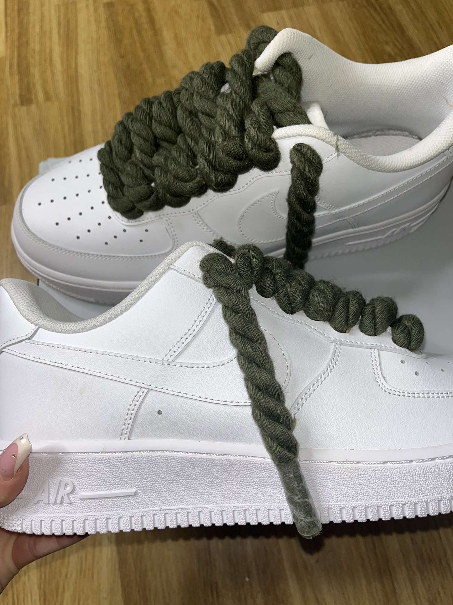 Army green rope lace AF1 - Ropekickz