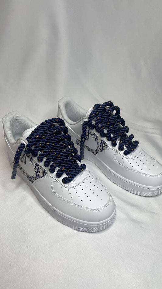 Dior X navy blue rope airforce 1s