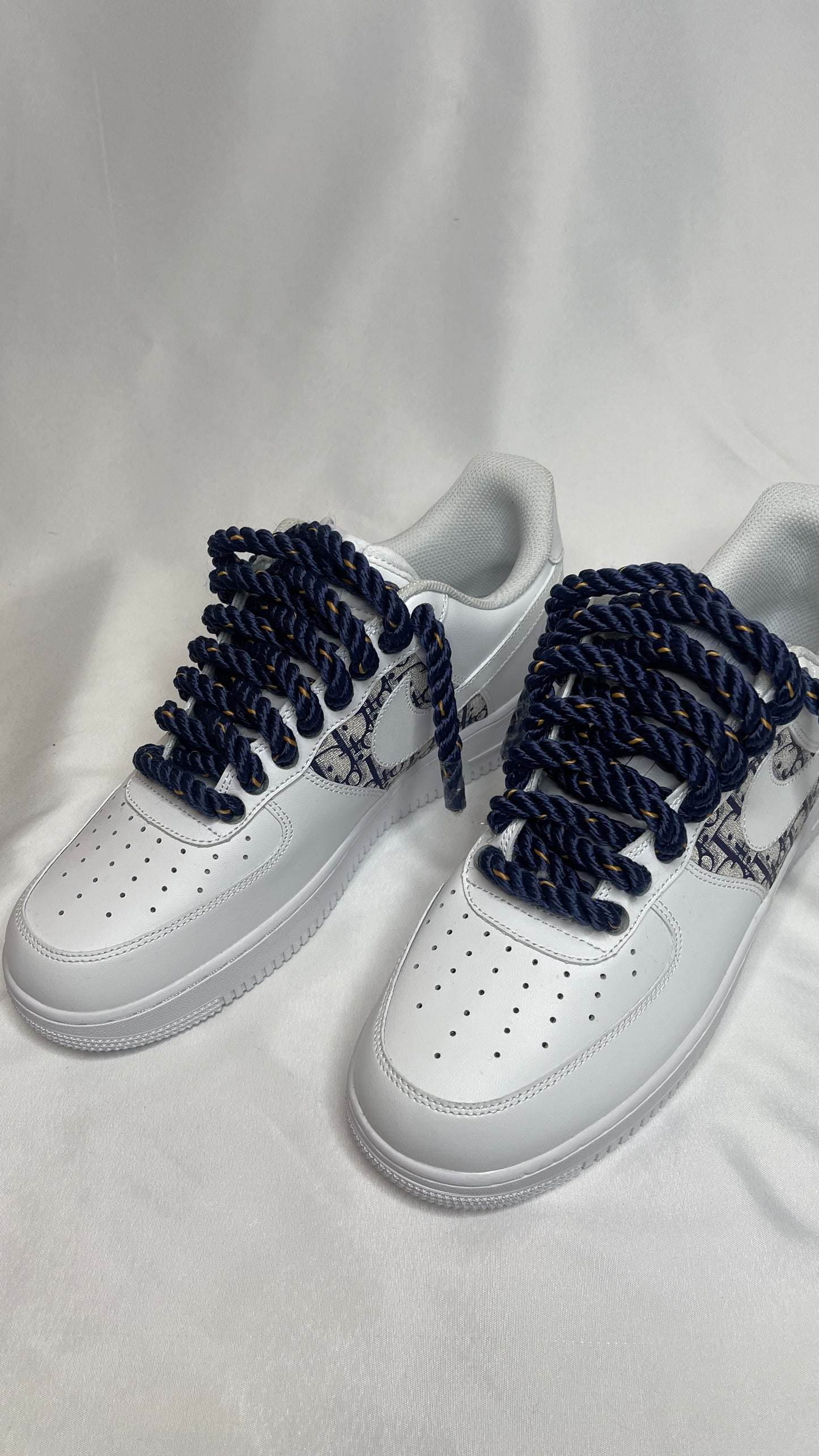 Dior X navy blue rope airforce 1s