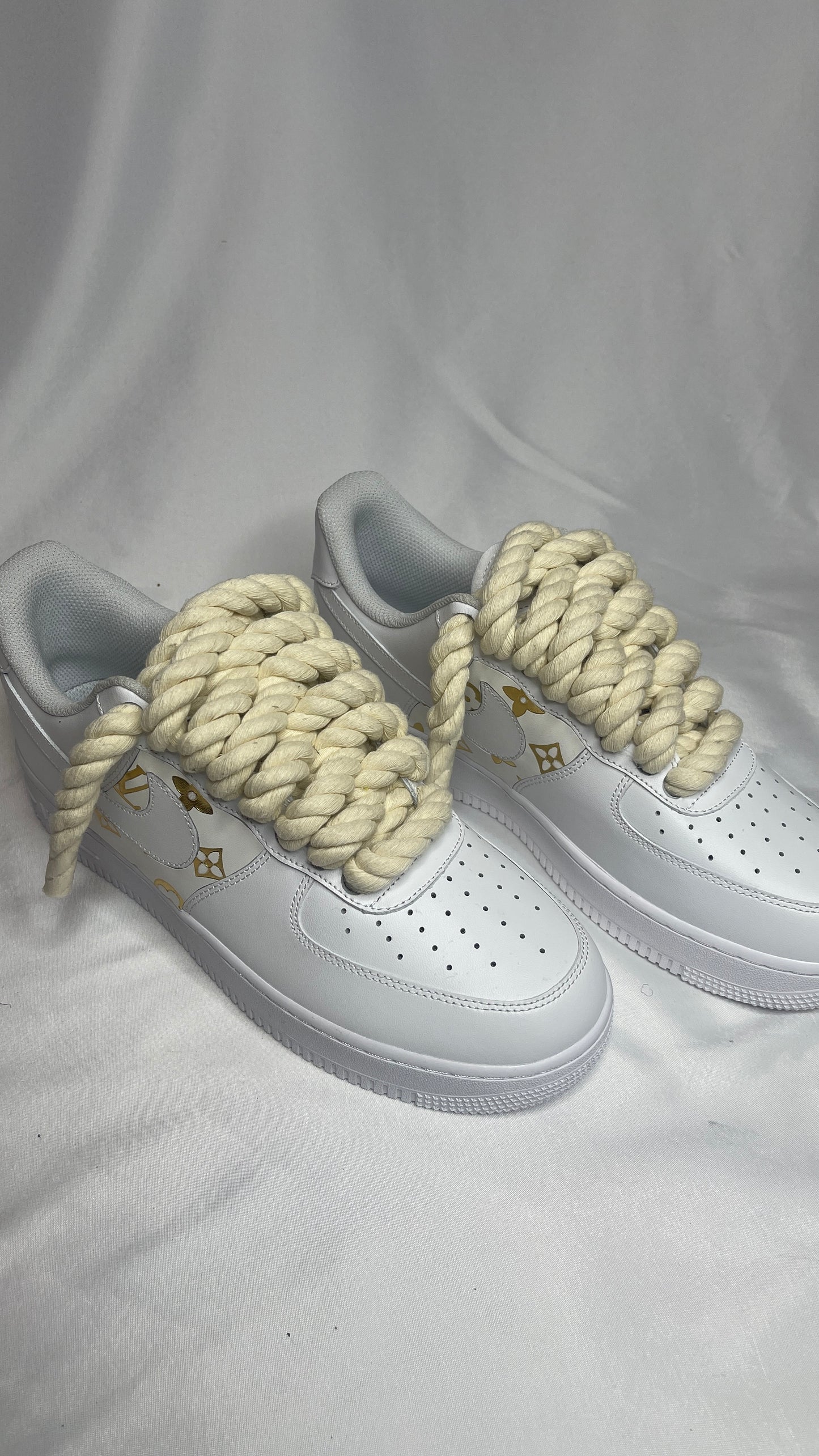 LV X beige rope airforce 1s