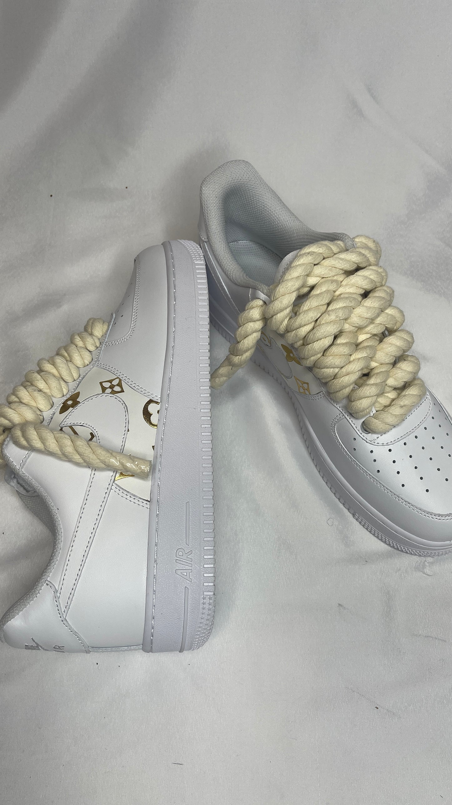 LV X beige rope airforce 1s