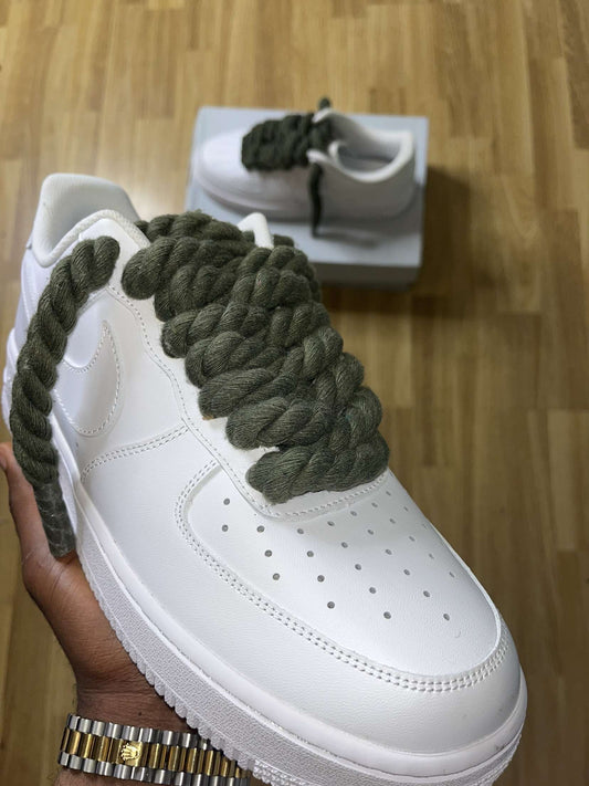 Nike Army green rope lace AF1 - Ropekickz