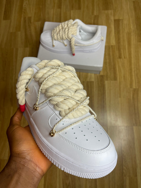 Biege nike rope double lace Airforce 1 - Ropekickz