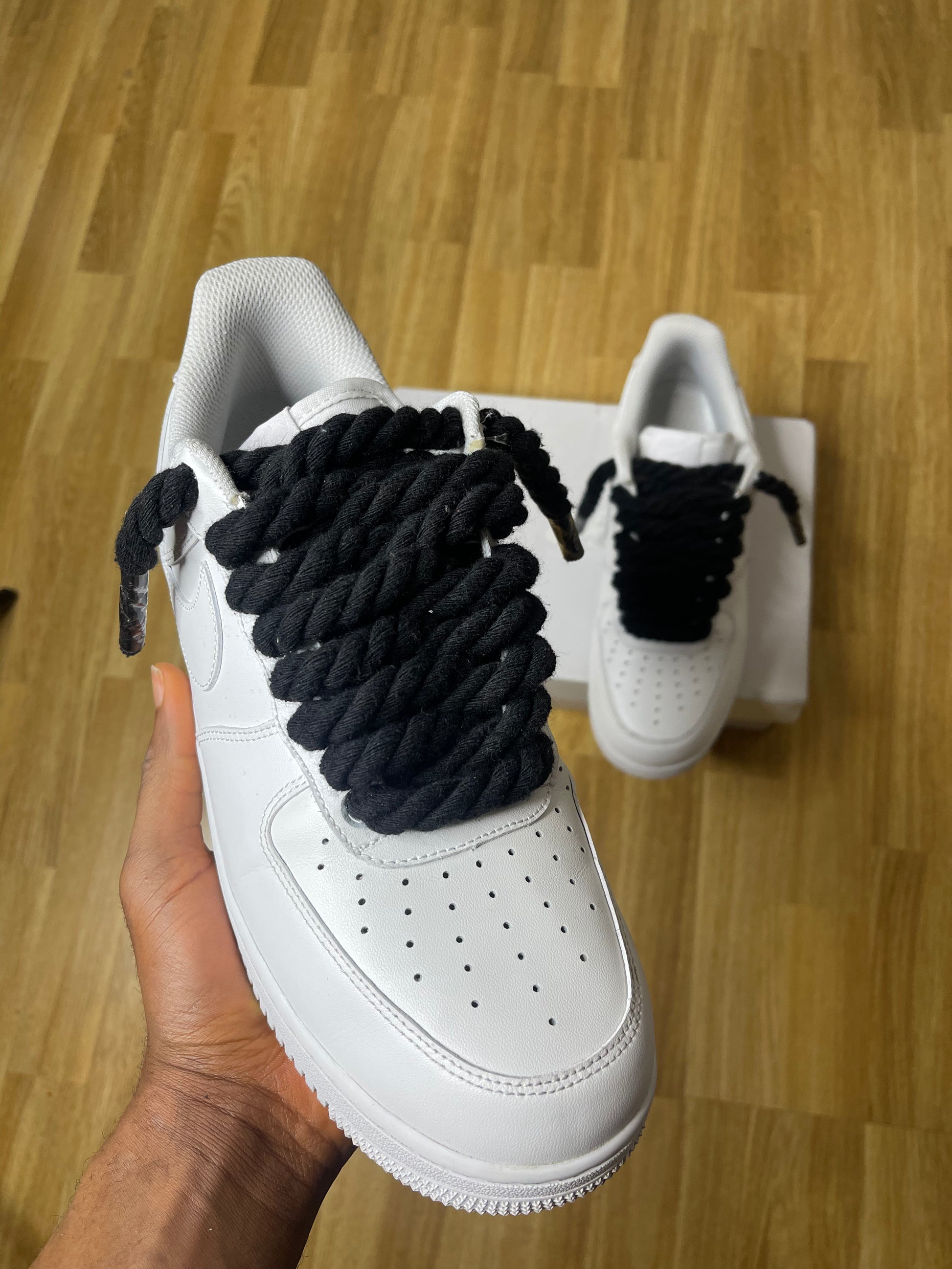Chunky black rope air force 1, front view