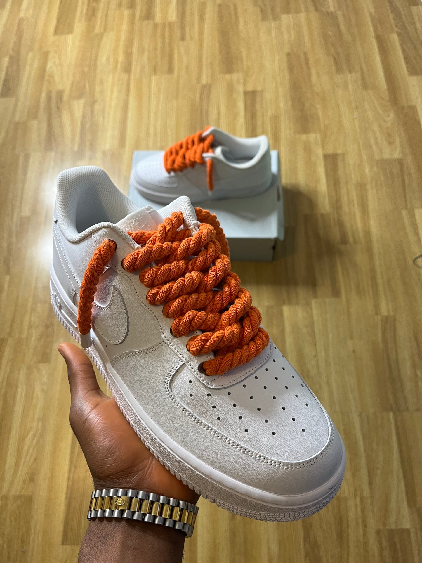 Orange nike chunky rope lace AF1 - Ropekickz